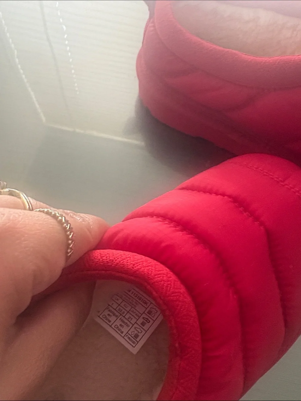 UGG Kids Red Puffer Slip-On Slippers